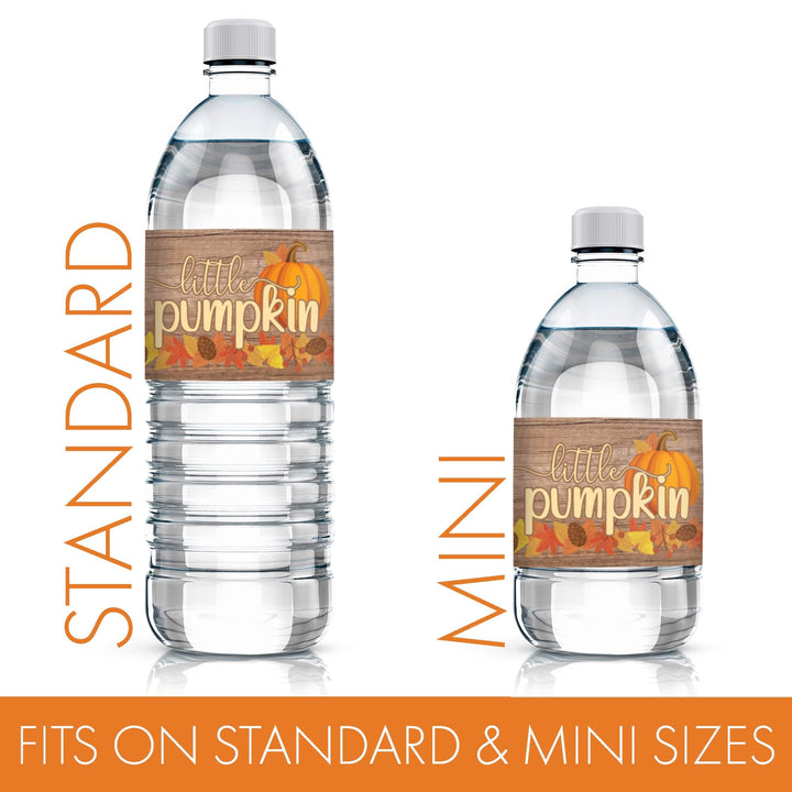 Little Pumpkin: Rustic Orange - Baby Shower - Water Bottle Labels - 24 Stickers - Distinctivs Party