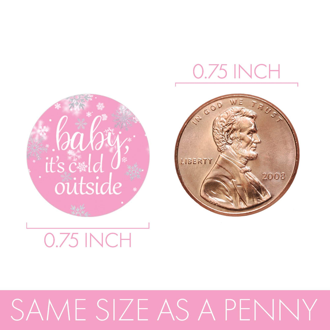 Little Snowflake: Pink - Winter Baby Shower Favor Stickers  - Fits on Hershey® Kisses - Girl -  Baby It's Cold Outside - 180 Stickers - Distinctivs Party