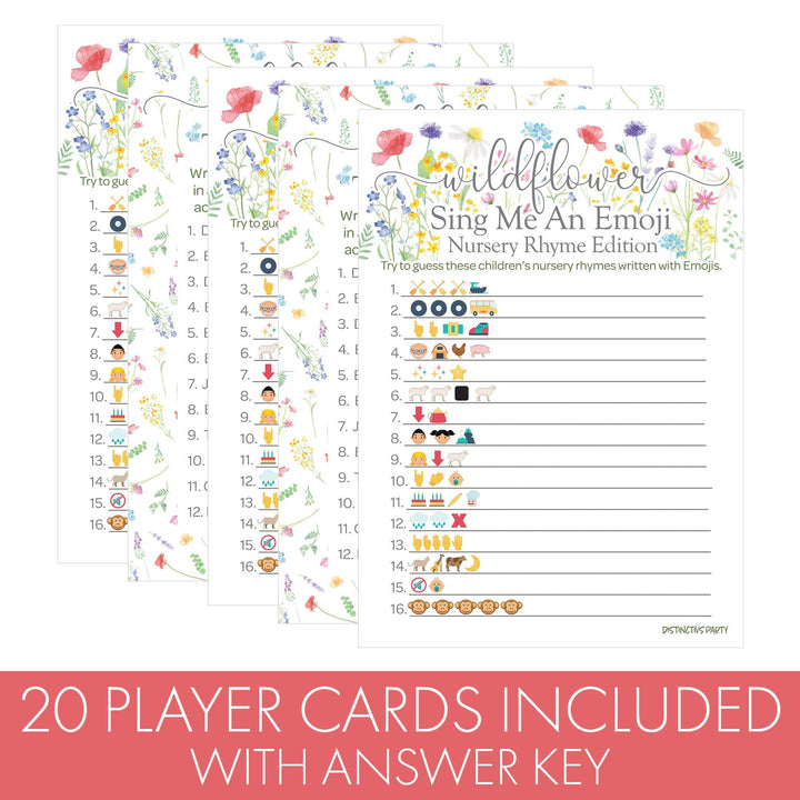 Little Wildflower: Baby Shower Game - Emoji Guessing Game and Price is Right Baby Shower - Two Game Bundle -  Girl, Spring -20 Dual-Sided Game Cards - Distinctivs Party