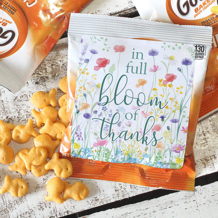 Little Wildflower: Baby Shower Popcorn Bag Stickers | Spring Baby Shower Snack Bag Chip Labels - Distinctivs Party