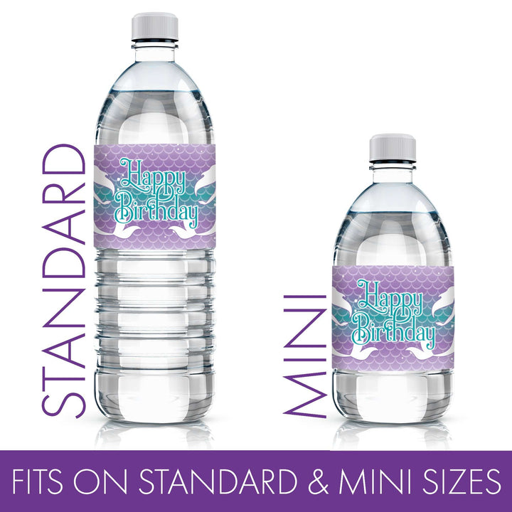 Mermaid: Party Your Tail Off - Kid's Birthday - Water Bottle Labels - 24 Stickers - Distinctivs Party
