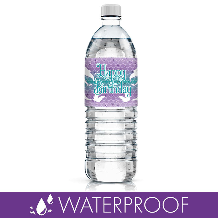 Mermaid: Party Your Tail Off - Kid's Birthday - Water Bottle Labels - 24 Stickers - Distinctivs Party