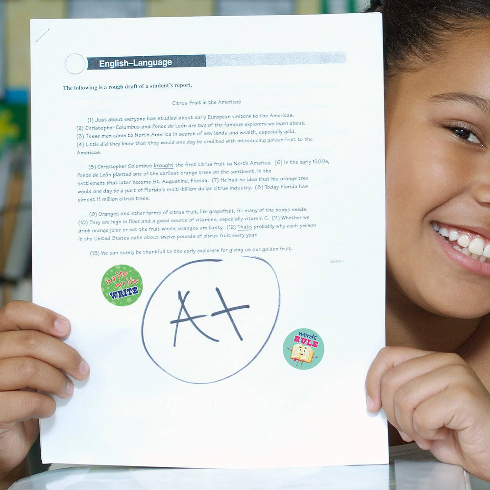 Motivational Teacher Reward Stickers for Students: Writing and Literature (1,080 Stickers) - Distinctivs Party