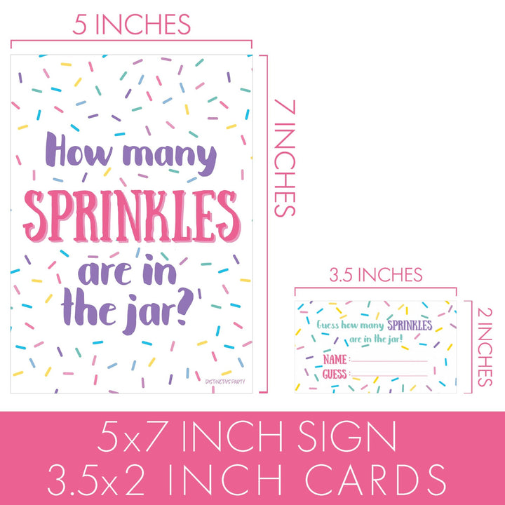 Pink and Purple: Kid's Birthday, Baby Shower - How Many Sprinkles in the Jar Party Game - Sign + 30 Cards - Distinctivs Party