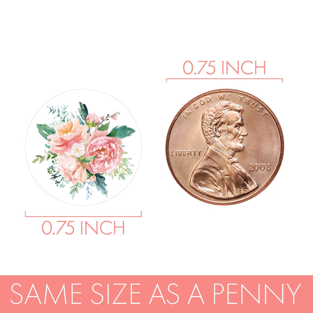 Pink Floral: Baby Shower Favor Stickers - Fits on Hershey's Kisses - Spring, Girl - 180 Stickers - Distinctivs Party