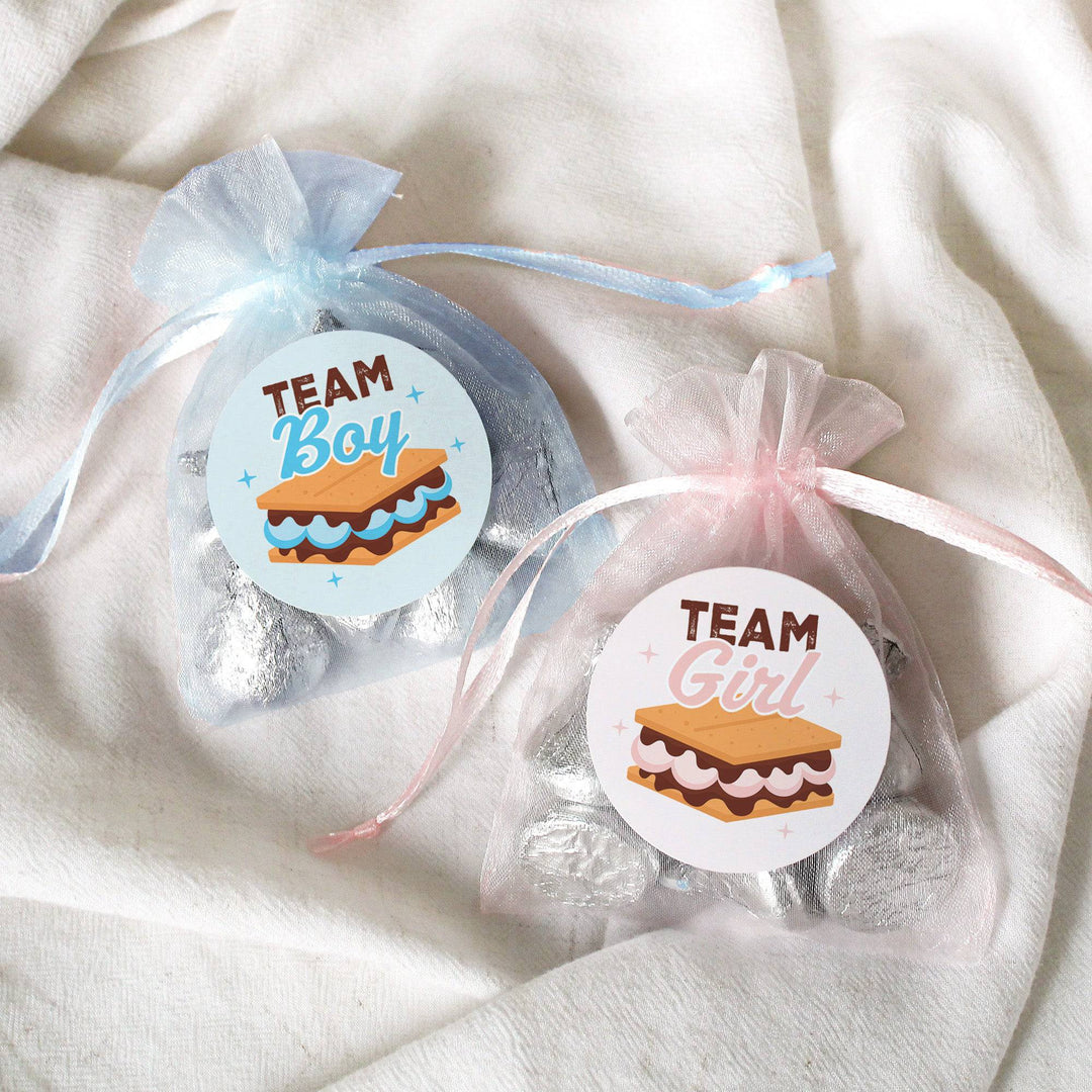 Smore Love: Gender Reveal Party - Girl or Boy  - 40 Stickers - Distinctivs Party
