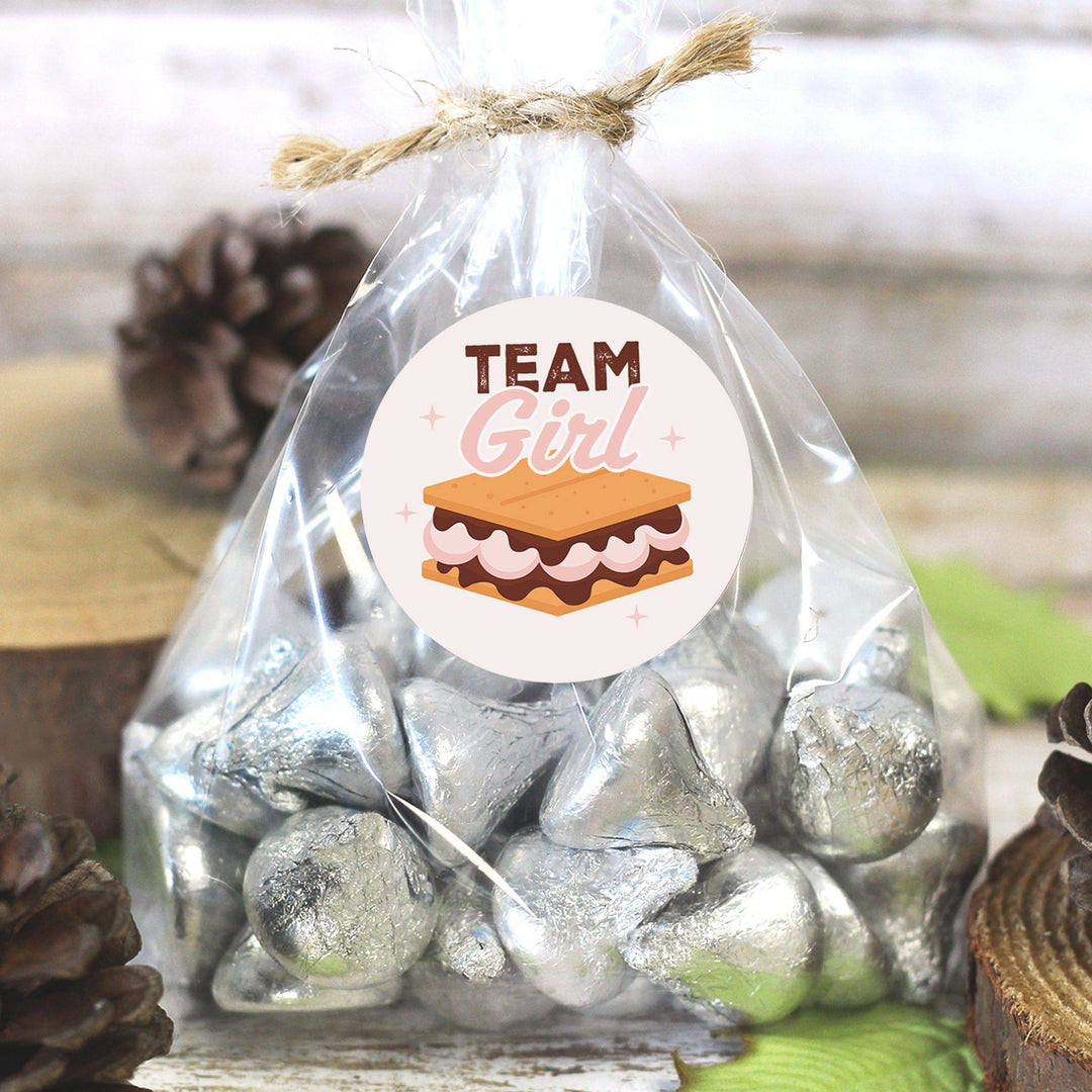 Smore Love: Gender Reveal Party - Girl or Boy  - 40 Stickers - Distinctivs Party