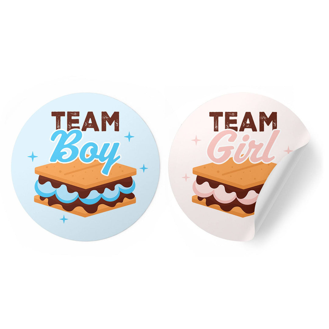 Smore Love: Gender Reveal Party - Girl or Boy  - 40 Stickers - Distinctivs Party
