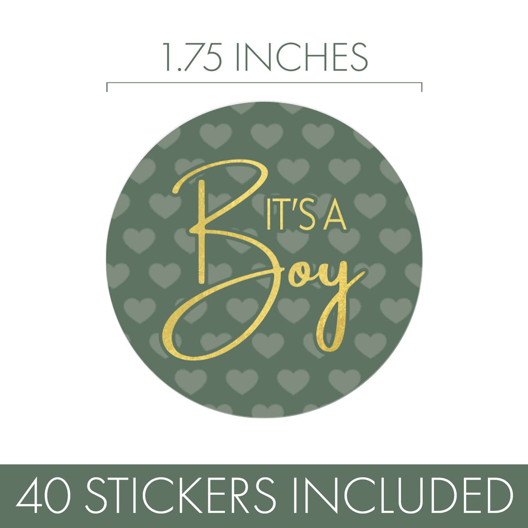 Sweet Baby Boy: Green - It’s a Boy Baby Shower Stickers  - 40 Stickers - Distinctivs Party
