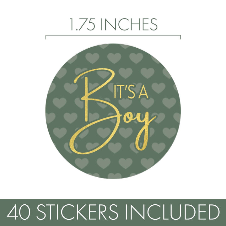 Sweet Baby Boy: Green - It’s a Boy Baby Shower Stickers  - 40 Stickers - Distinctivs Party