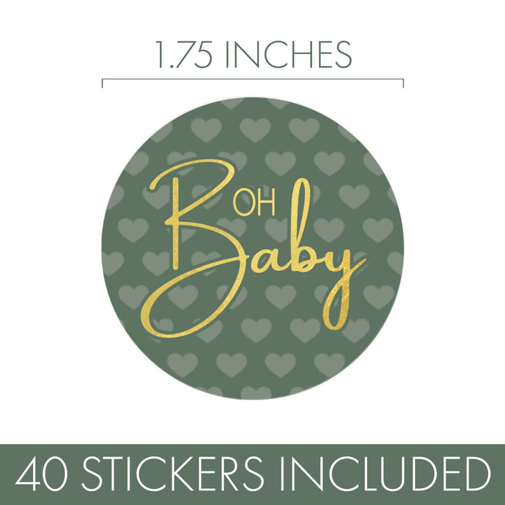 Sweet Baby Gender Neutral: Green- Baby Shower Party Favor Stickers - 40 Labels - Distinctivs Party