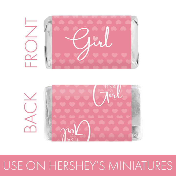 Sweet Baby Girl: Pink - Baby Shower Mini Candy Bar Labels -45 Stickers - Distinctivs Party