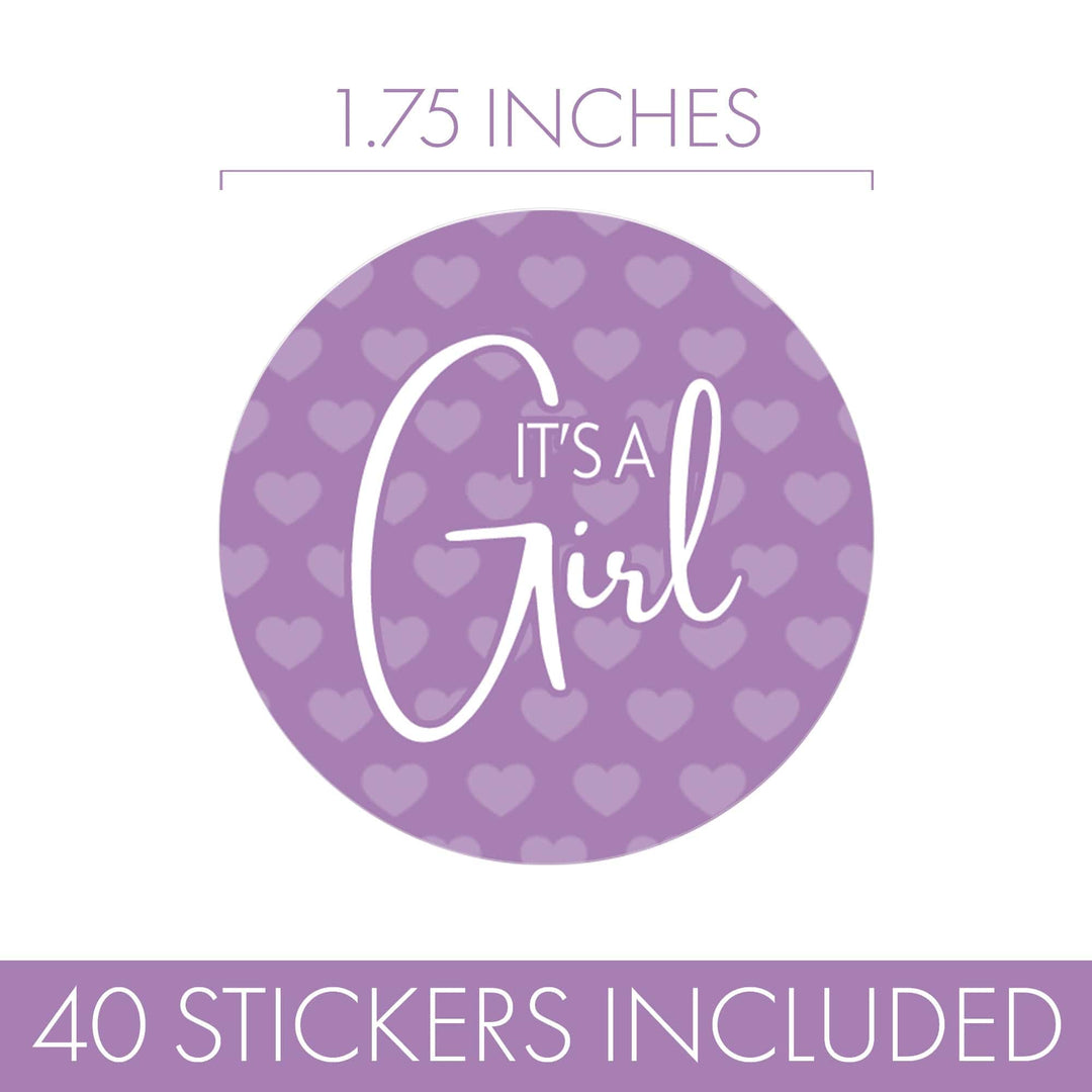 Sweet Baby Girl: Purple - Baby Shower Party Favor Stickers - 40 Labels - Distinctivs Party