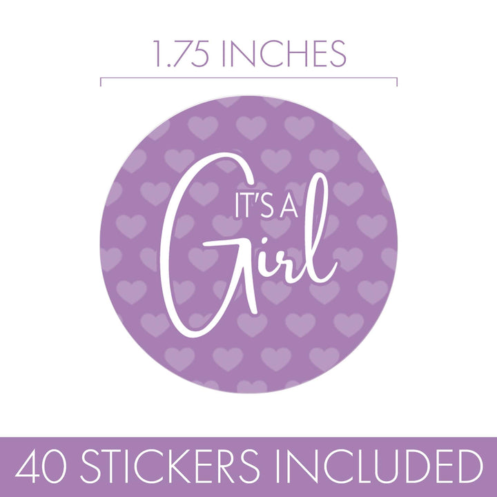 Sweet Baby Girl: Purple - Baby Shower Party Favor Stickers - 40 Labels - Distinctivs Party