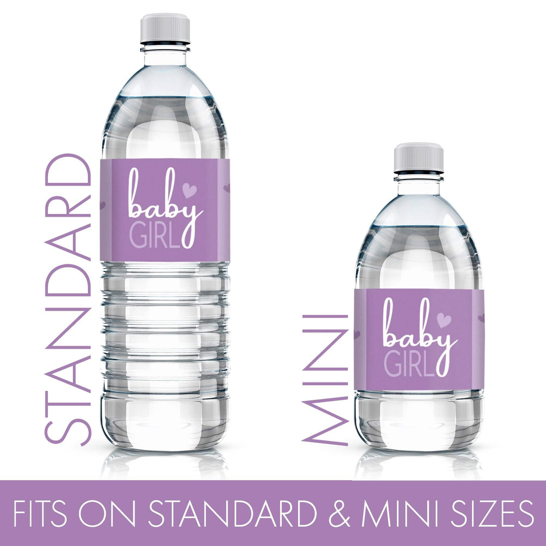 Sweet Baby Girl: Purple - Baby Shower Water Bottle Labels - 24 Stickers - Distinctivs Party