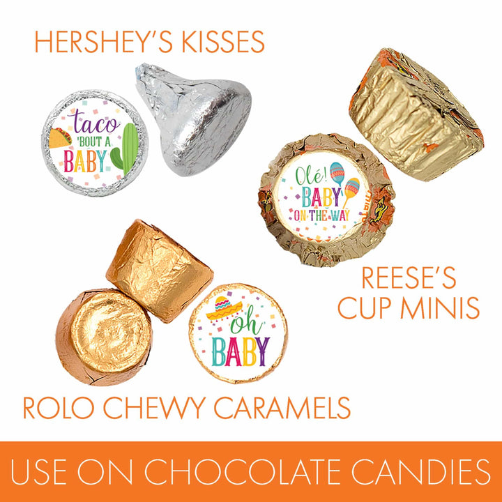 Taco 'Bout a Baby: Baby Shower - Favor Stickers - Fits on Hershey's Kisses - 180 Stickers - Distinctivs Party