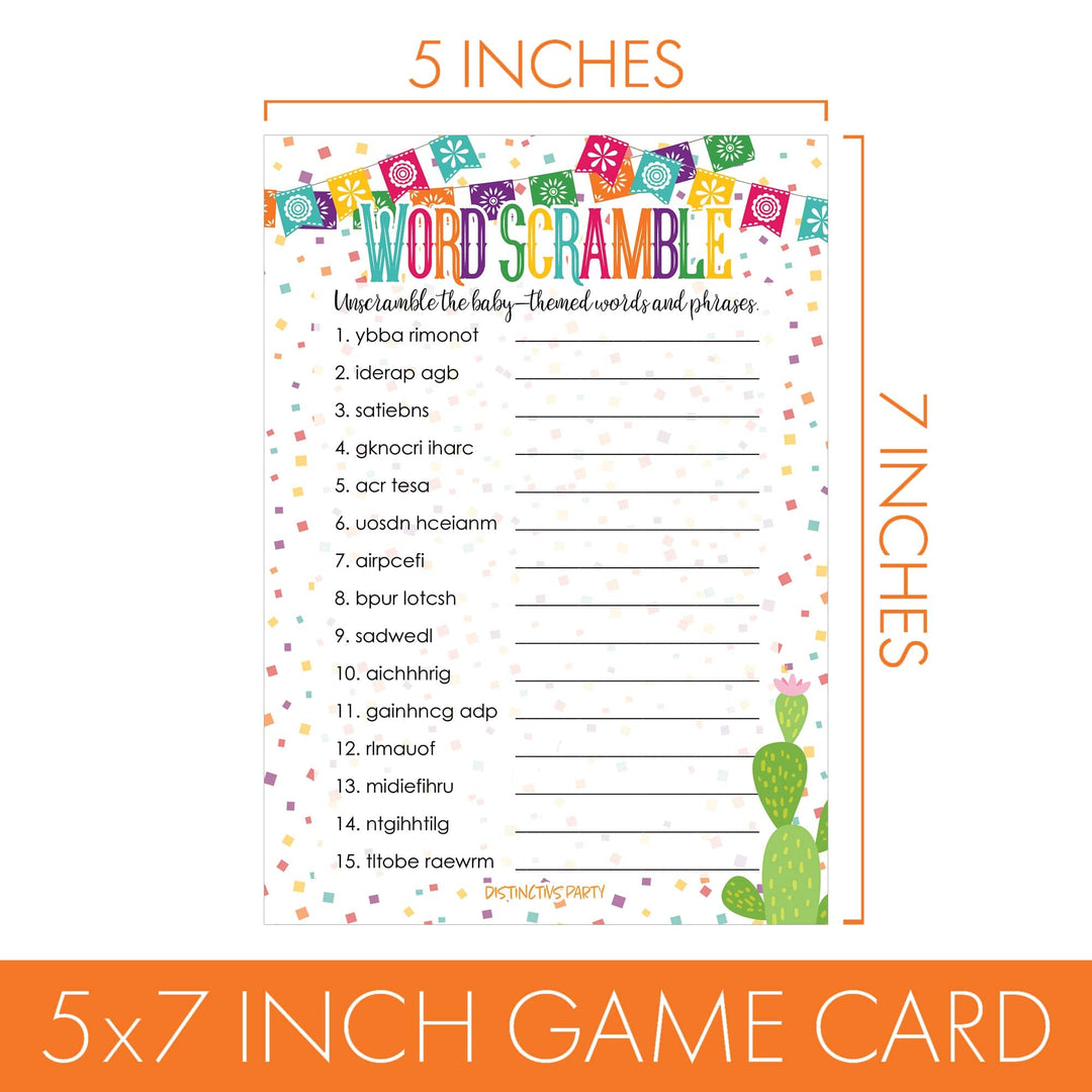 Taco 'Bout a Baby:  Baby Shower Game - What's On Your Phone and Word Scramble Game Bundle - 20 Dual Sided Cards - Distinctivs Party