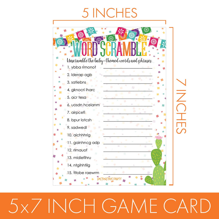 Taco 'Bout a Baby:  Baby Shower Game - What's On Your Phone and Word Scramble Game Bundle - 20 Dual Sided Cards - Distinctivs Party