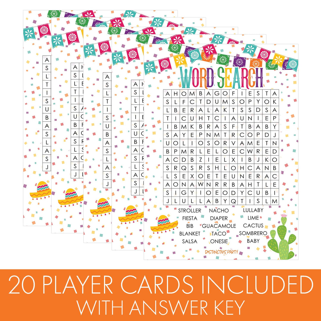 Taco 'Bout a Baby: Baby Shower Game - Word Search Baby Shower Party Game - 20 Cards - Distinctivs Party