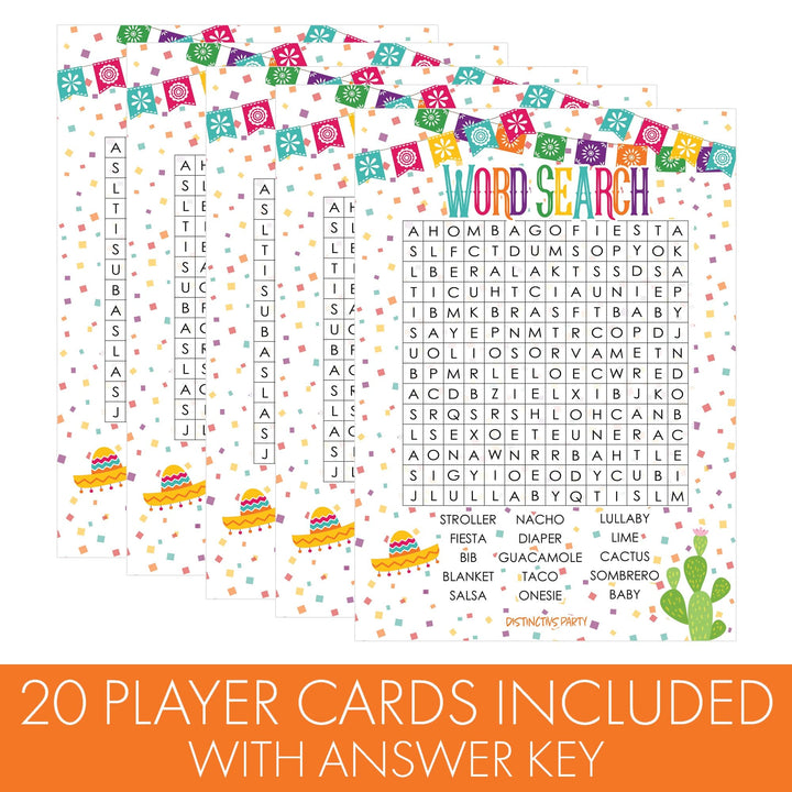 Taco 'Bout a Baby: Baby Shower Game - Word Search Baby Shower Party Game - 20 Cards - Distinctivs Party