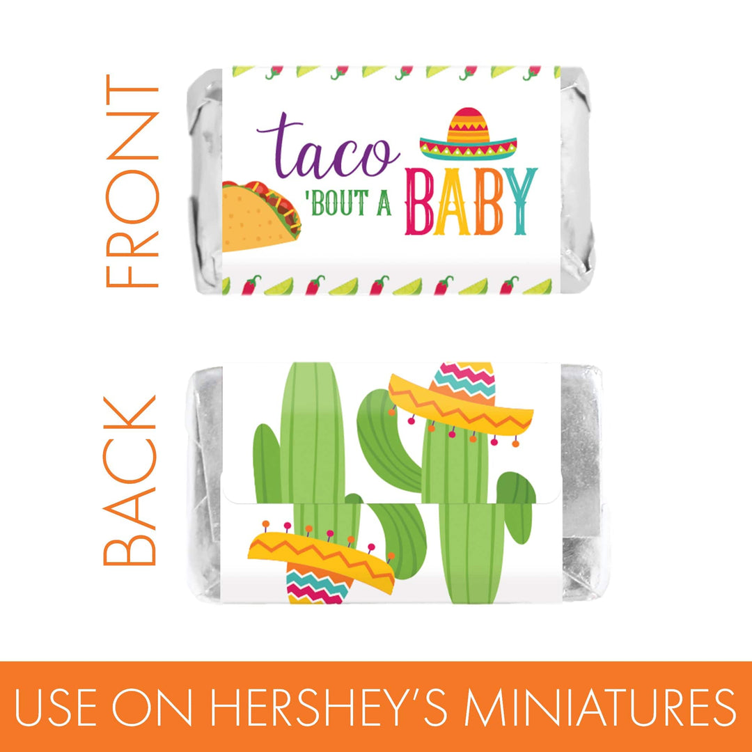 Taco 'Bout a Baby:  Baby Shower - Hershey's Miniatures Candy Bar Wrappers Stickers - 45 Stickers - Distinctivs Party