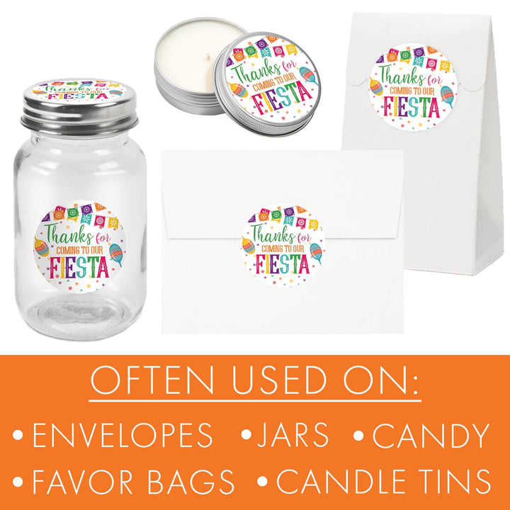 Taco 'Bout a Baby: Baby Shower - Thanks for Coming to Our Fiesta Stickers - 40 Stickers - Distinctivs Party