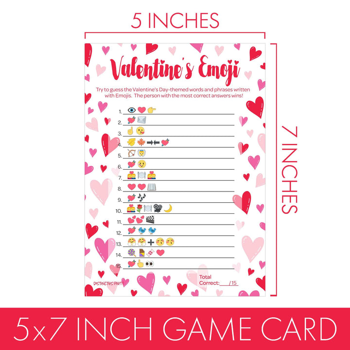 Valentine's Day Party Games: Emoji Party Game - Classroom Party Game - 25 Player Cards - Distinctivs Party