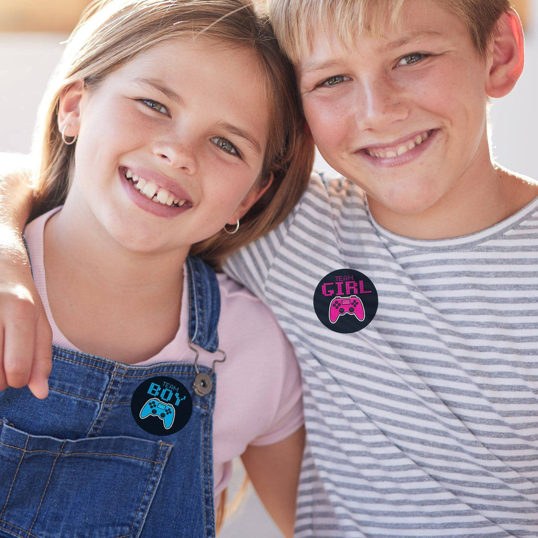 Video Gamer: Gender Reveal Party - Girl or Boy  - 40 Stickers - Distinctivs Party