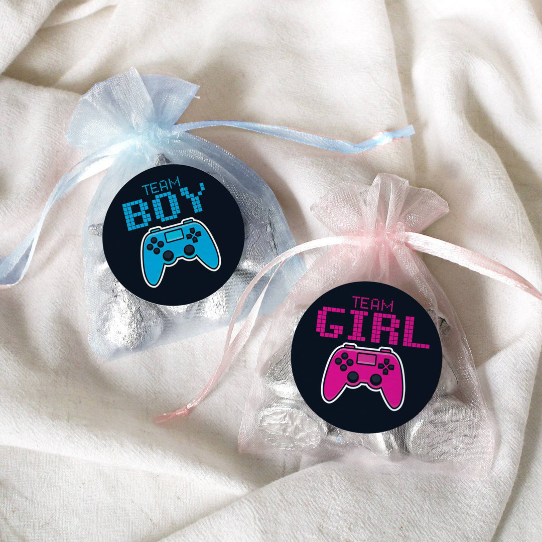 Video Gamer: Gender Reveal Party - Girl or Boy  - 40 Stickers - Distinctivs Party