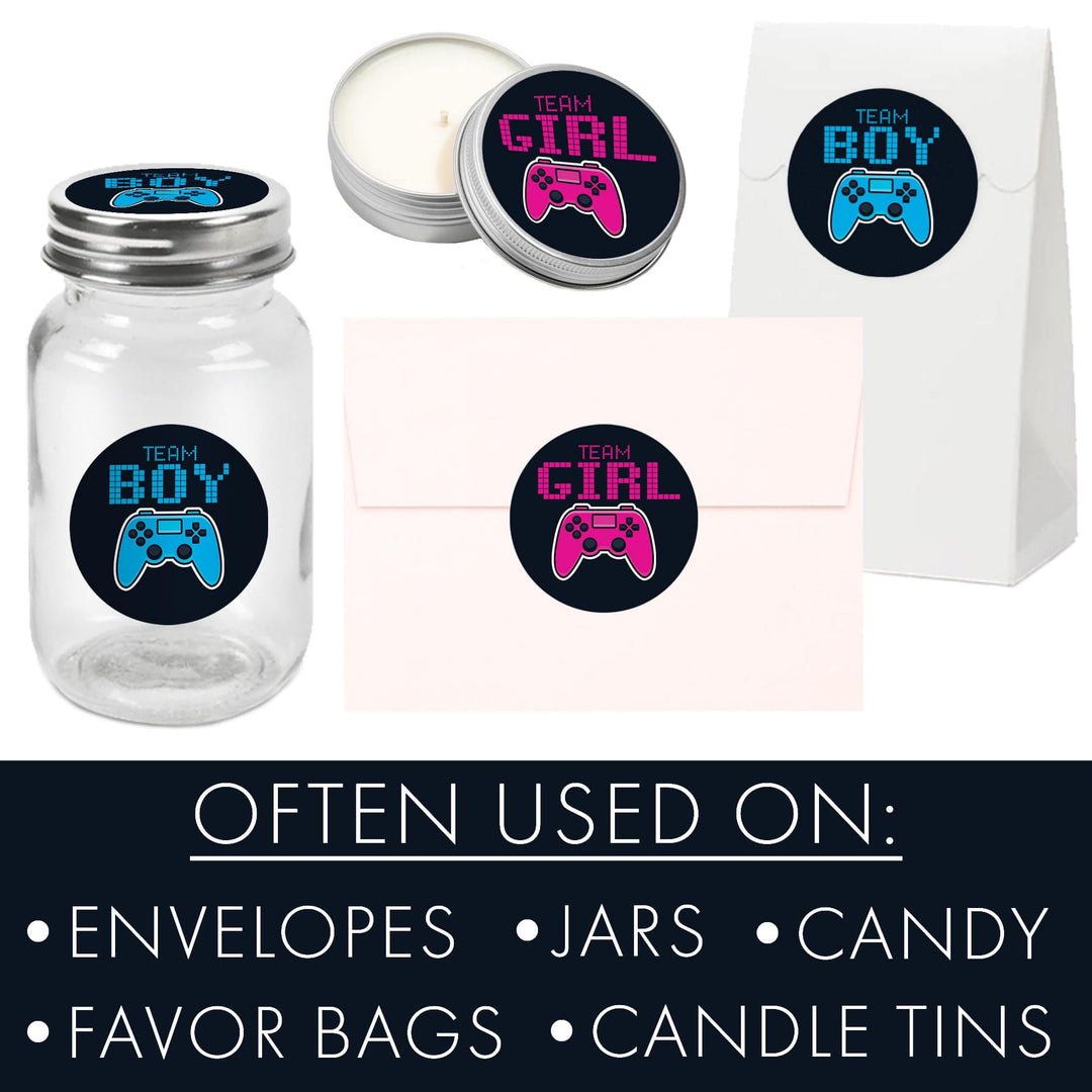 Video Gamer: Gender Reveal Party - Girl or Boy  - 40 Stickers - Distinctivs Party