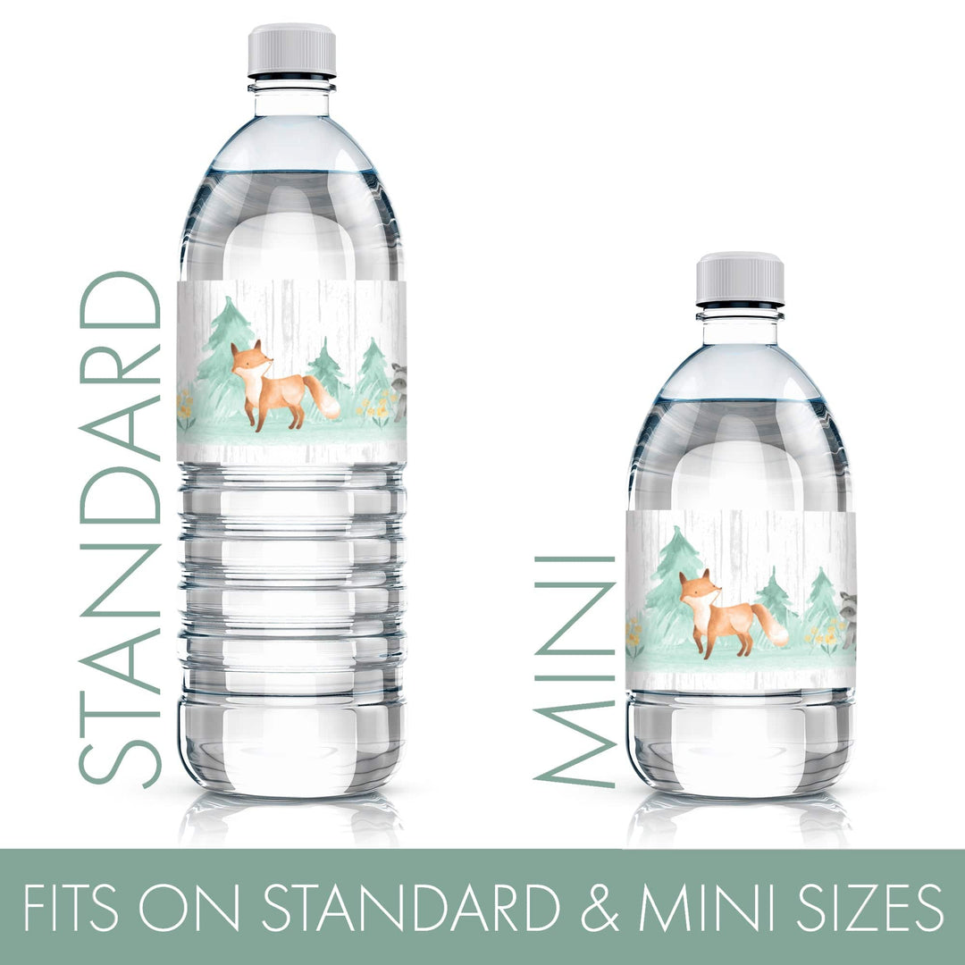 Watercolor Woodland Baby Shower Water Bottle Labels - 20 Count - Distinctivs Party