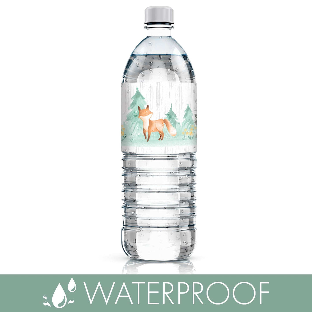 Watercolor Woodland Baby Shower Water Bottle Labels - 20 Count - Distinctivs Party