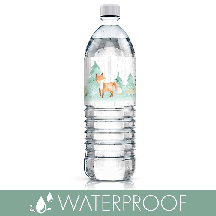 Watercolor Woodland Baby Shower Water Bottle Labels - 20 Count - Distinctivs Party