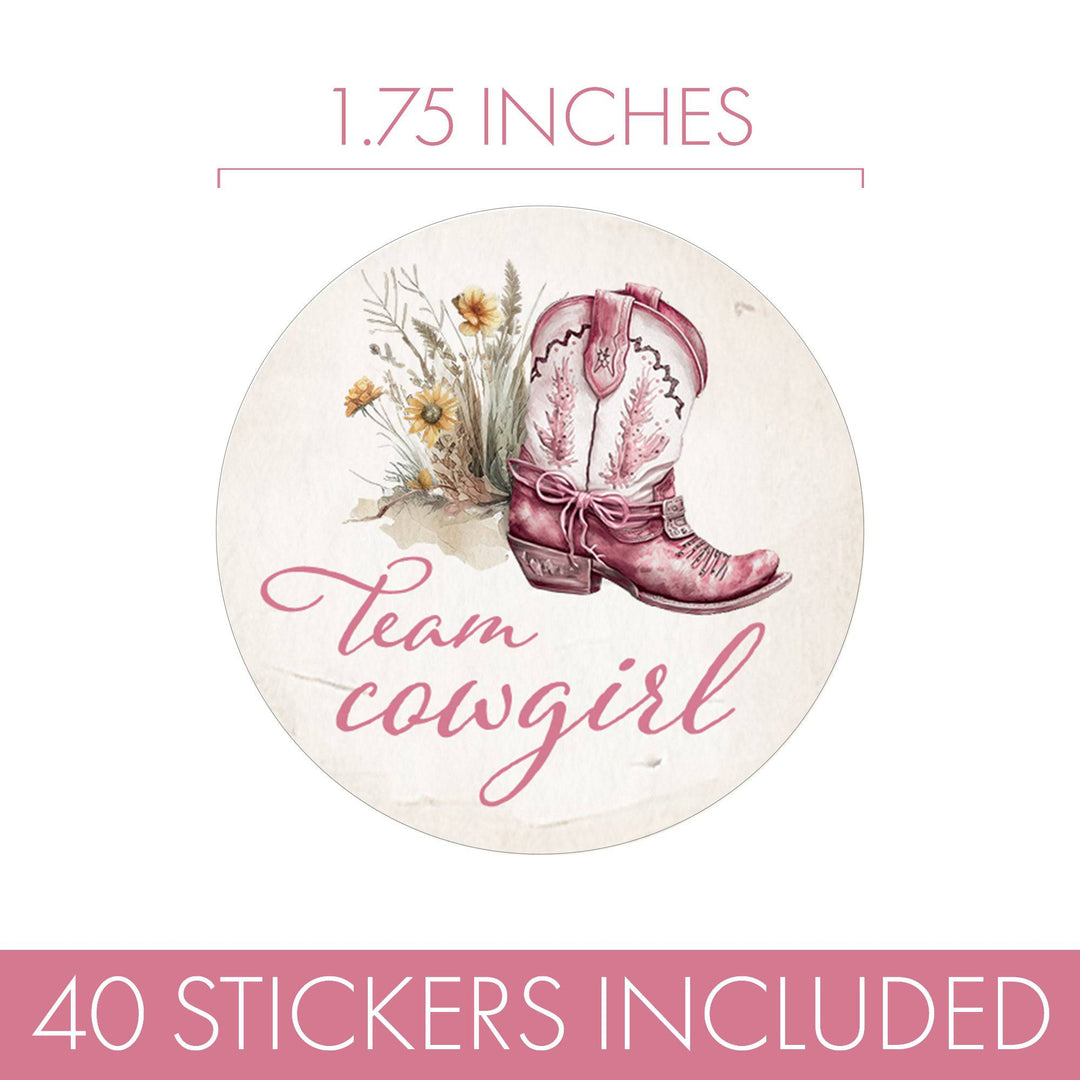 Western Baby: Gender Reveal Party - Team Cowboy or Team Cowgirl - 40 Stickers - Distinctivs Party