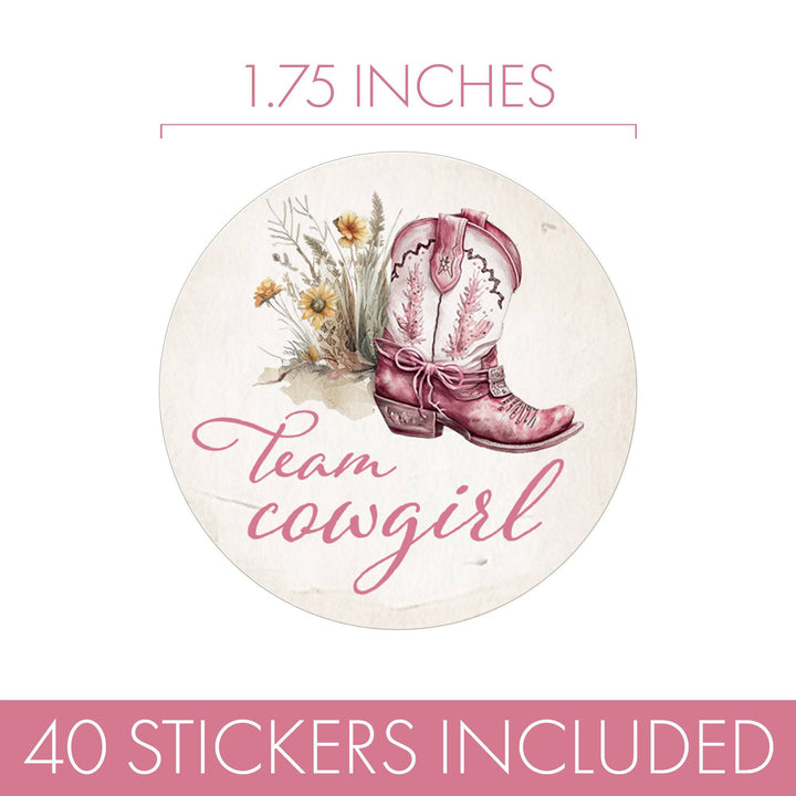 Western Baby: Gender Reveal Party - Team Cowboy or Team Cowgirl - 40 Stickers - Distinctivs Party