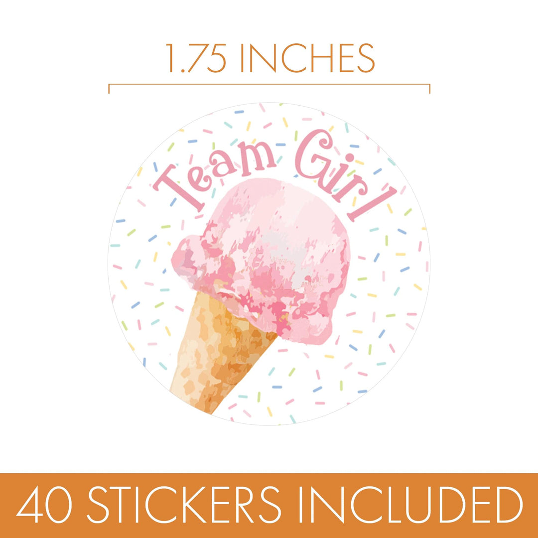 What’s the Scoop: Ice Cream- Gender Reveal Party - Team Boy or Girl - Voting Stickers - 40 Stickers - Distinctivs Party
