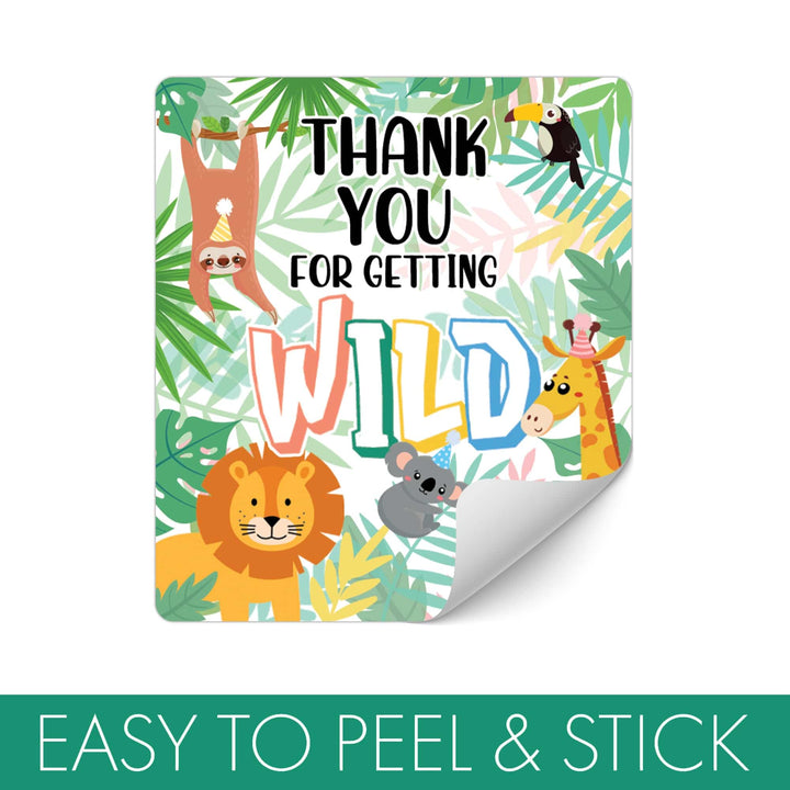 Wild Jungle: Kid's Birthday - Chip Bag and Snack Bag Stickers - 32 Pack - Distinctivs Party