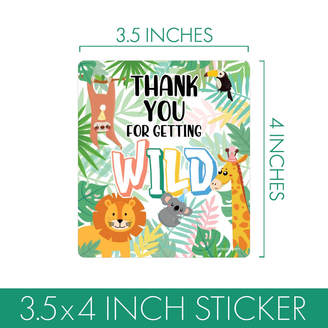 Wild Jungle: Kid's Birthday - Chip Bag and Snack Bag Stickers - 32 Pack - Distinctivs Party