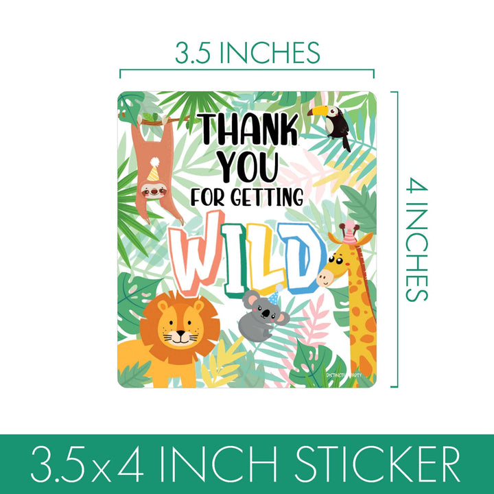Wild Jungle: Kid's Birthday - Chip Bag and Snack Bag Stickers - 32 Pack - Distinctivs Party