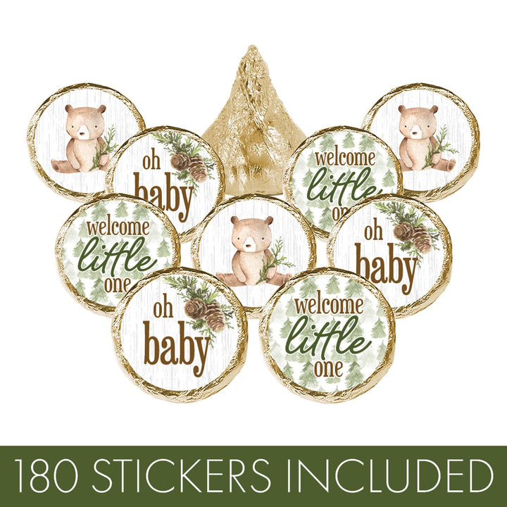 Woodland Bear: Baby Shower Baby Shower Favors  Fits on Hershey's Kisses - 180 Stickers - Distinctivs Party