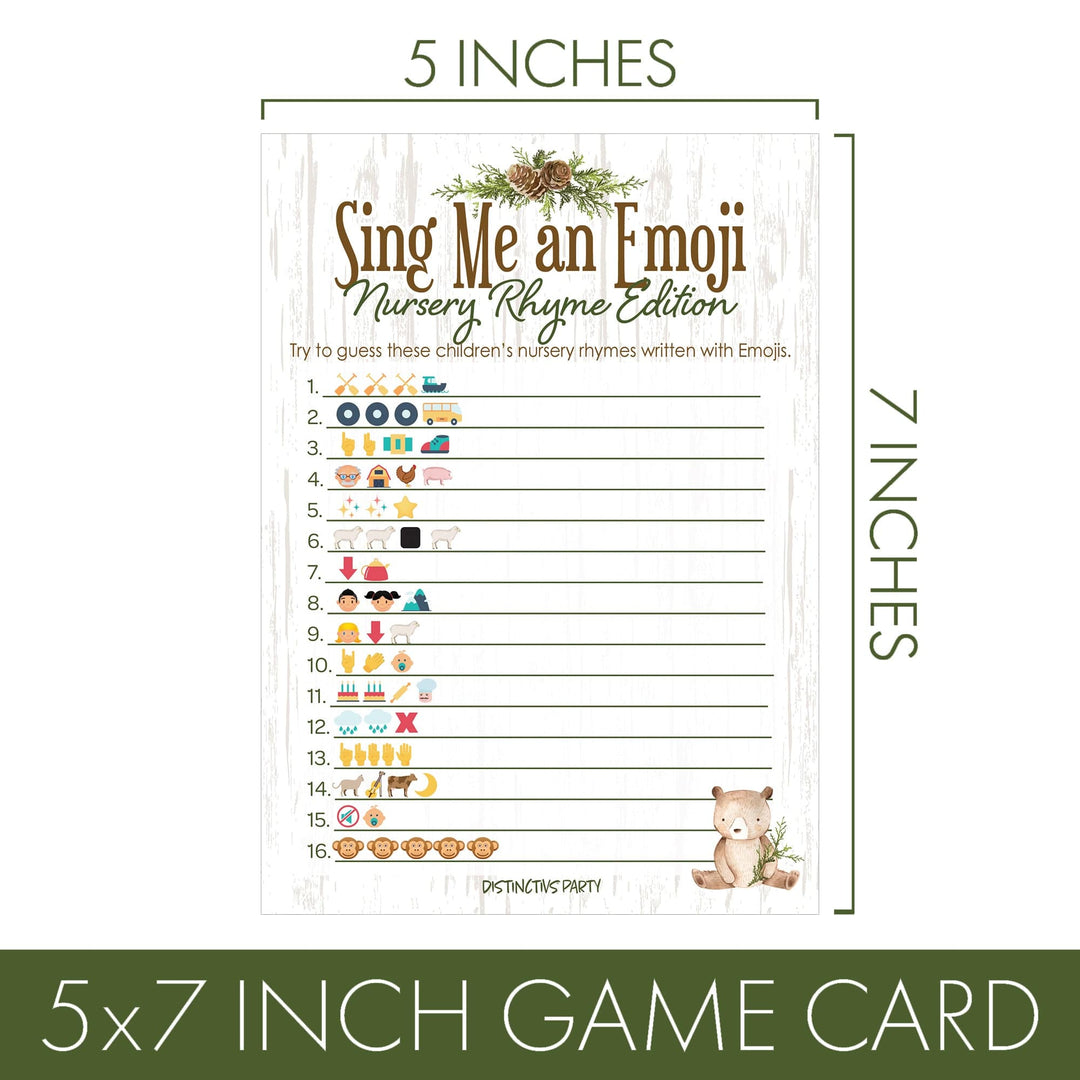 Woodland Bear: Baby Shower Emoji Game Cards - 20 Cards - Distinctivs Party