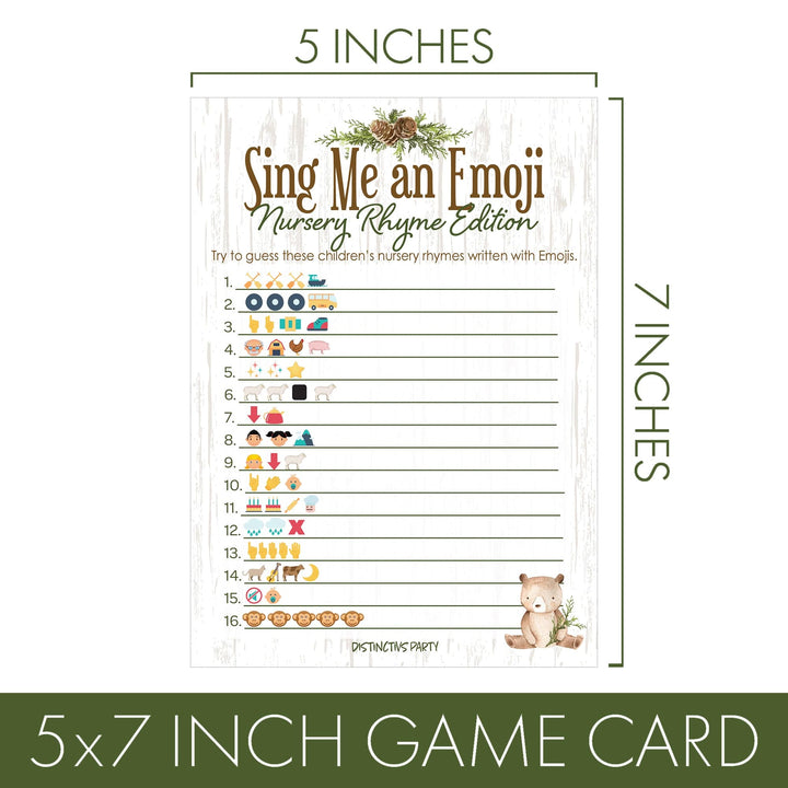 Woodland Bear: Baby Shower Emoji Game Cards - 20 Cards - Distinctivs Party