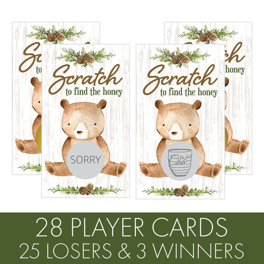 Woodland Bear: Baby Shower Scratch Off Game Cards - 28 Count - Distinctivs Party