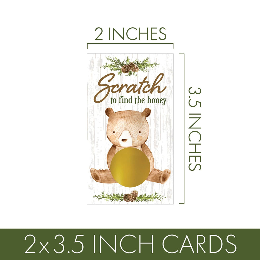 Woodland Bear: Baby Shower Scratch Off Game Cards - 28 Count - Distinctivs Party