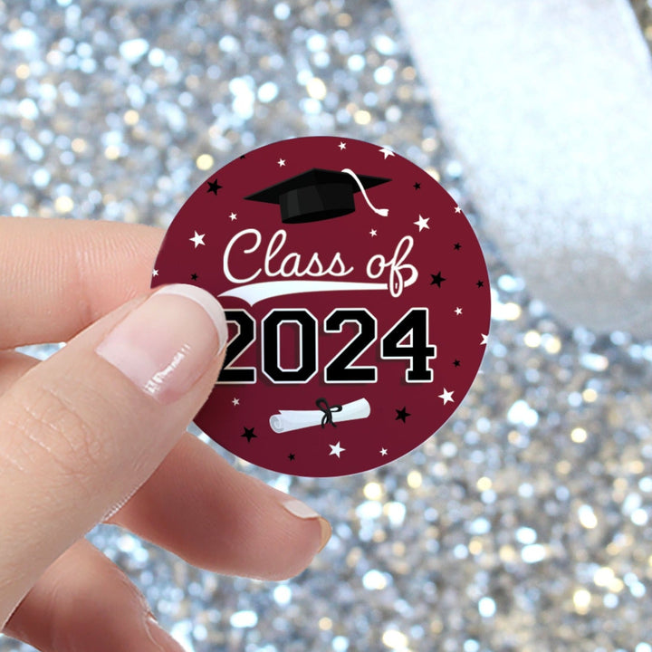 Graduation Class of 2024: Graduation Party Favors Circle Stickers for Envelopes, Bag Seals - 10 School Colors - 40 Stickers