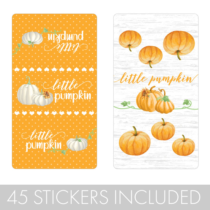 Little Pumpkin: Orange - Baby Shower -  Hershey's Miniatures Candy Bar Wrappers Stickers - 45 Pack