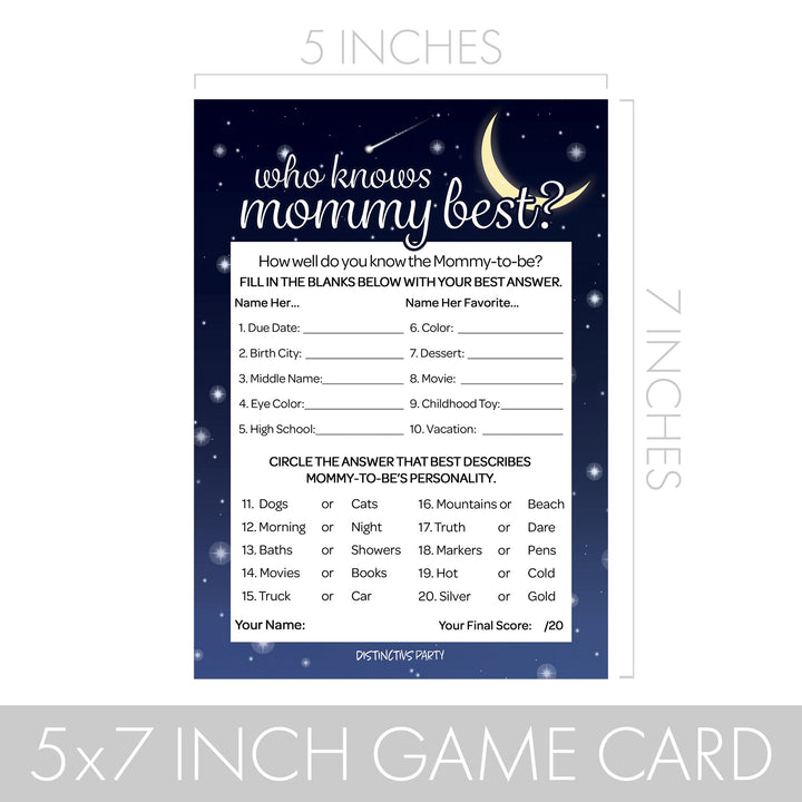 I Love You to the Moon and Back: Baby Shower Game - Who Knows Mommy Best Game Cards -20 count