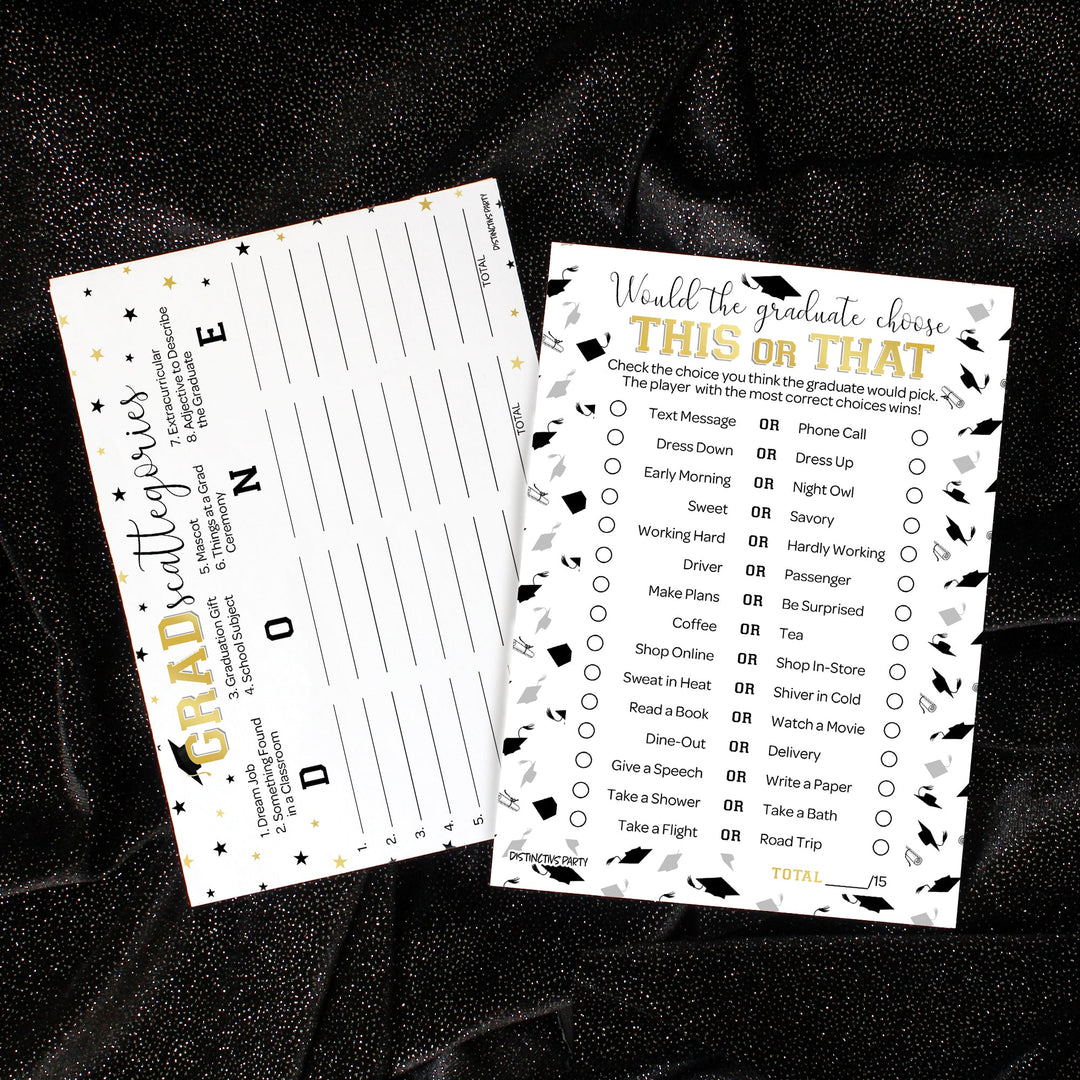 Graduation Party Game: Scattegories and This or That - Class of 2024 - Two Game Bundle - 25 Dual-Sided Game Cards