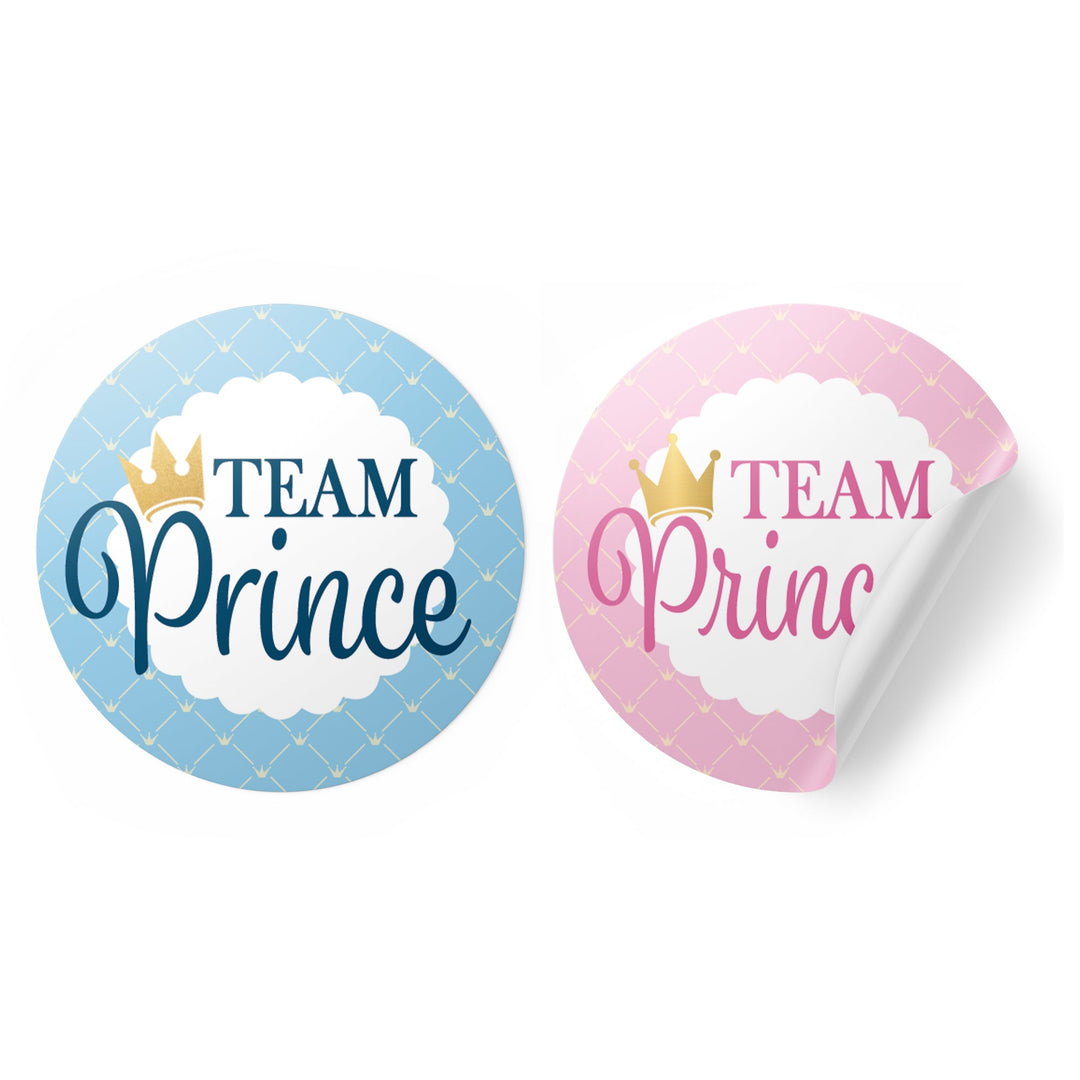 Royal Prince or Princess Gender Reveal Party Stickers