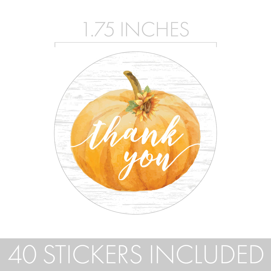 Little Pumpkin: Orange - Baby Shower - Thank You Circle Label Stickers - 40 Pack